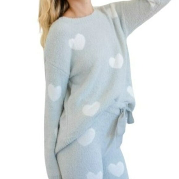 Hem and Thread Comfy Heart Loungewear Two Piece Set Size Large NWT - Picture 2 of 4